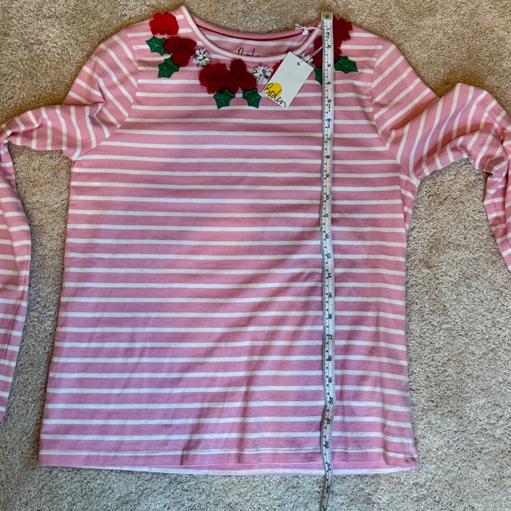 Mini Boden Pink & White Striped Appliquéd Tee -13/14 yrs or small adult-NWT - Picture 4 of 5